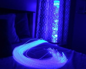 blue fibre optic sensory lights